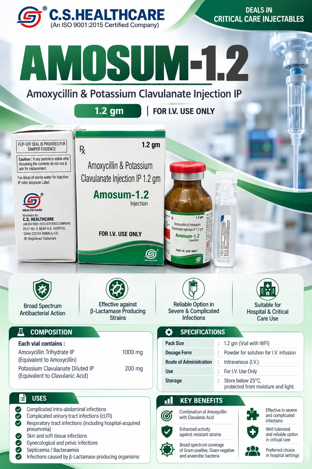 AMOSUM-1.2 — Amoxycillin & Potassium Clavulanate Injection IP