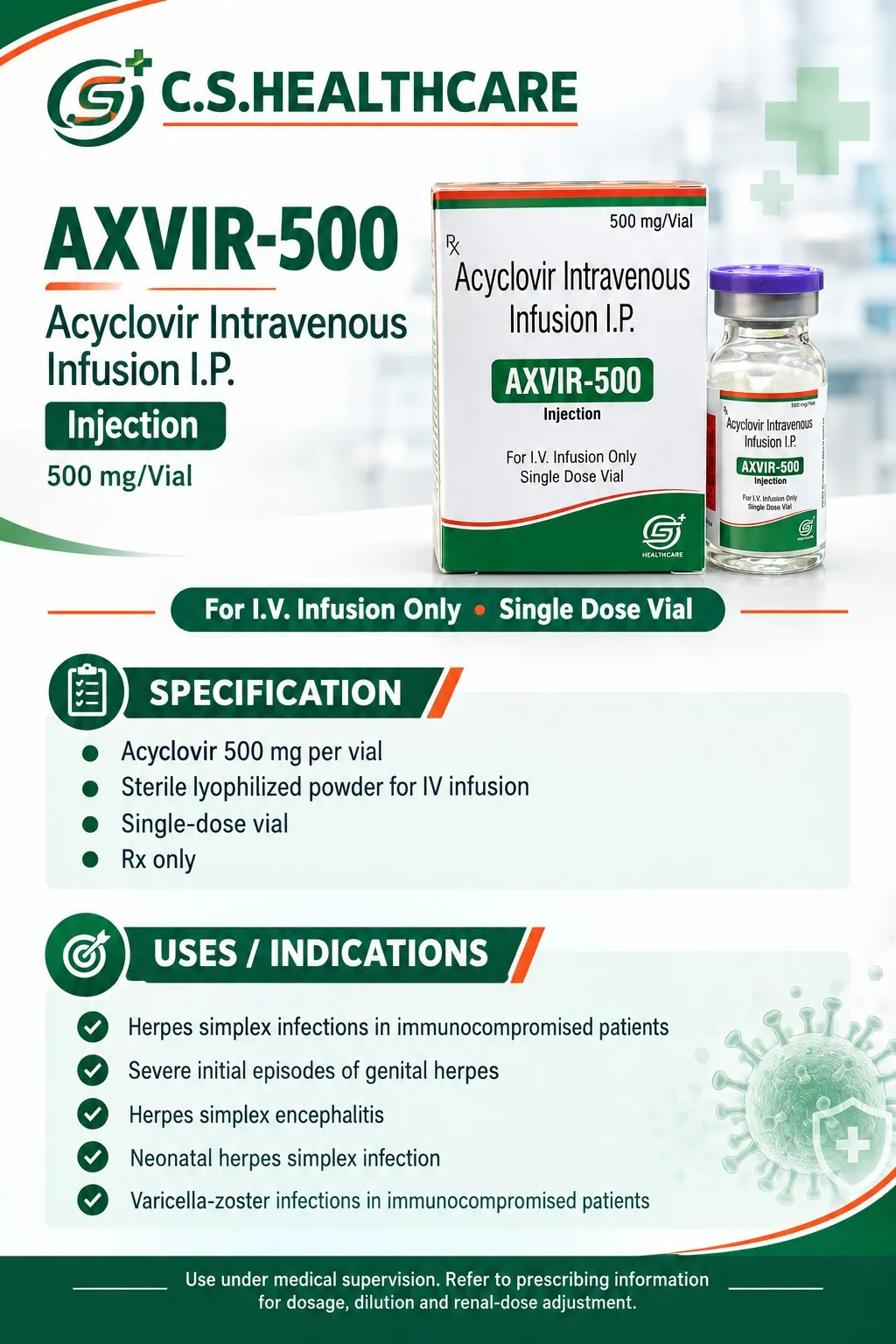AXVIR-500 — Acyclovir Intravenous Infusion I.P.