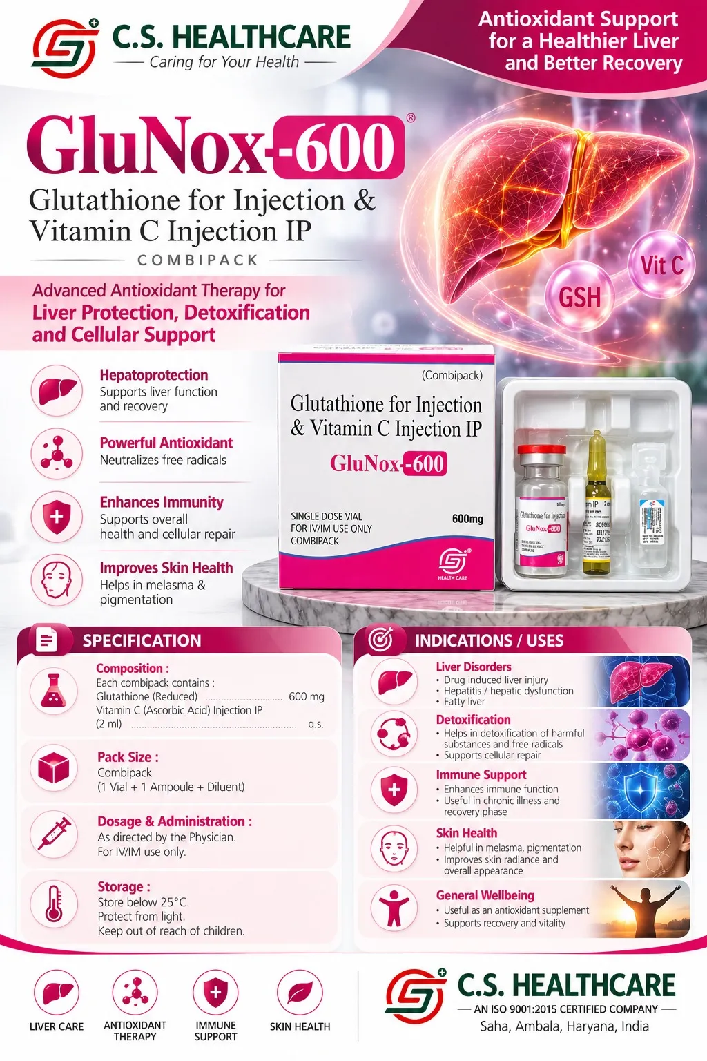GluNox-600 — Glutathione for Injection & Vitamin C Injection IP