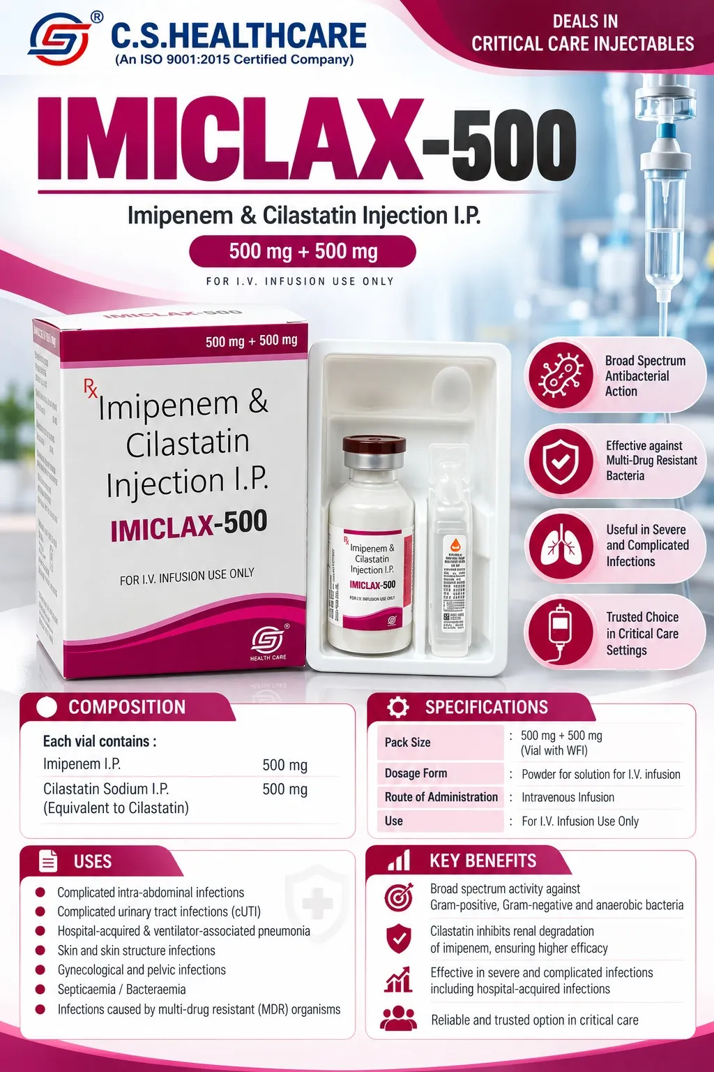 IMICLAX-500 — Imipenem & Cilastatin Injection I.P.