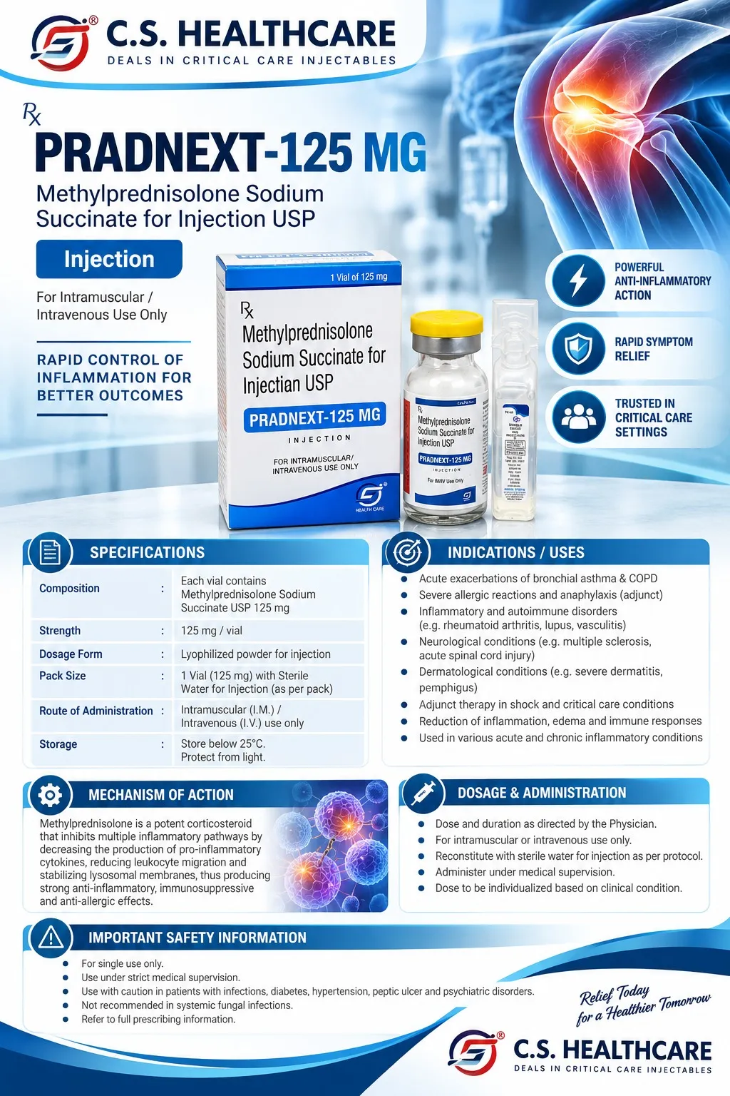 Pradnext 125 — Methylprednisolone Sodium Succinate for Injection USP