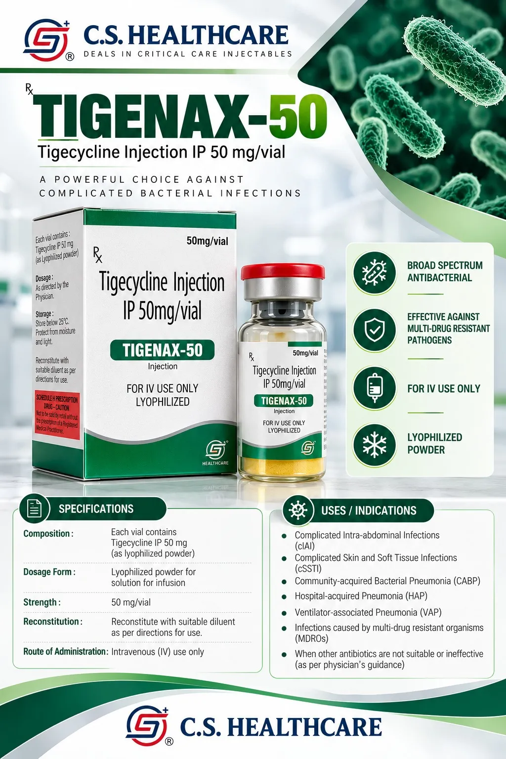TIGENAX-50 — Tigecycline Injection IP 50 mg/vial