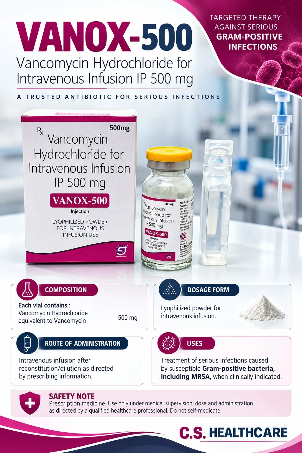 VANOX-500 — Vancomycin Hydrochloride for Intravenous Infusion IP 500 mg